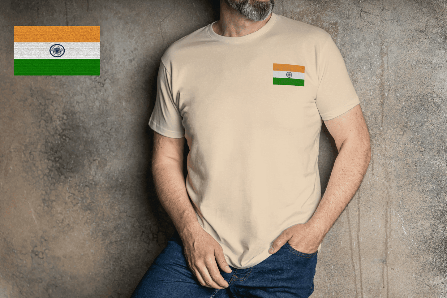 Indian Flag Tiranga Tee | Embroidered Patch Unisex T-Shirt - Essentia Attire