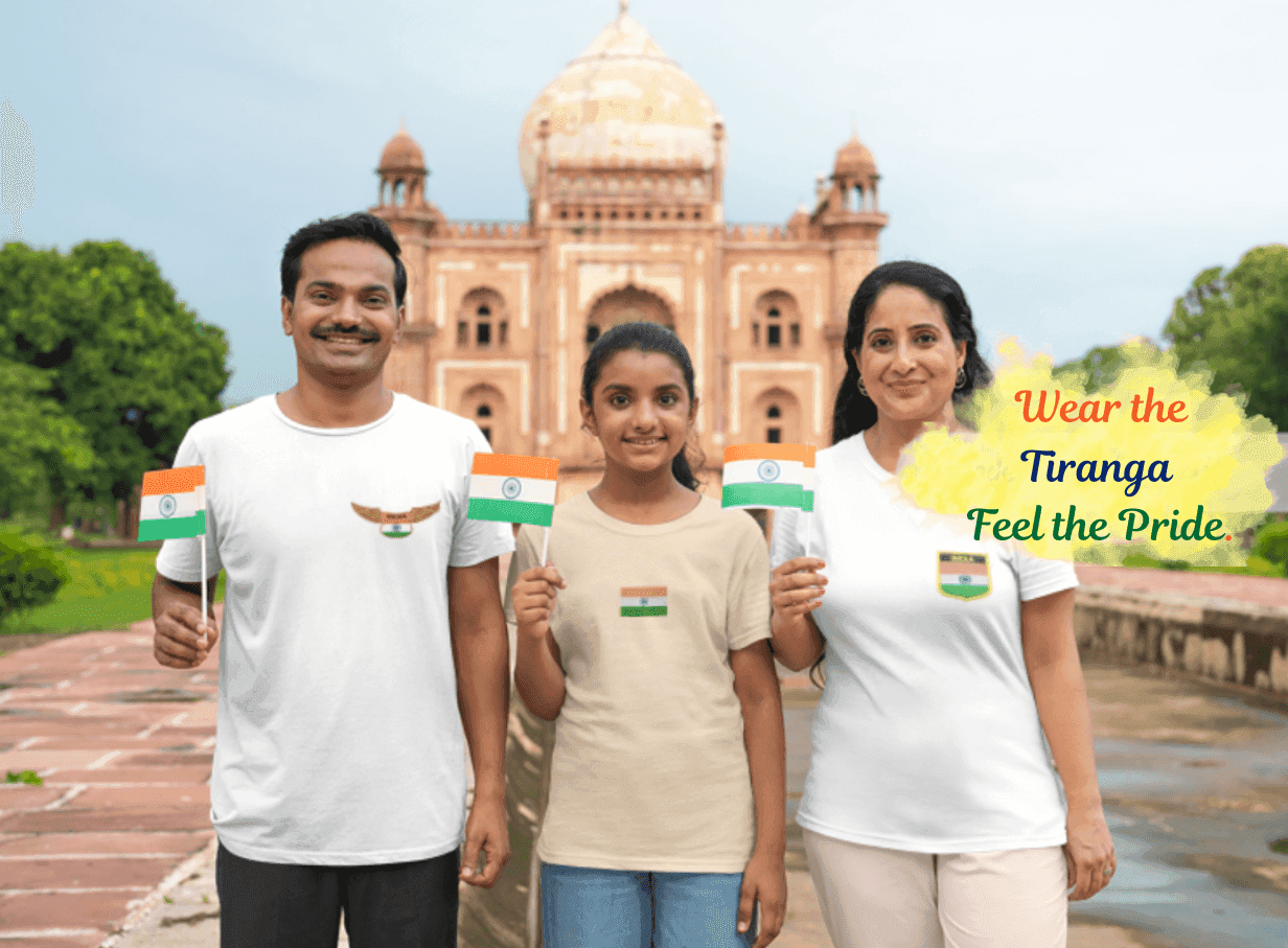 Indian Flag Embroidered Patch Unisex T-Shirt | Patriotic Tee - Essentia Attire