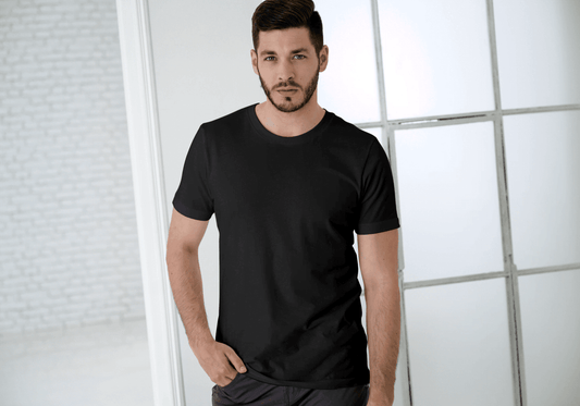 Black Plain Regular Half-Sleeve: Unisex T-Shirt - Essentia Attire