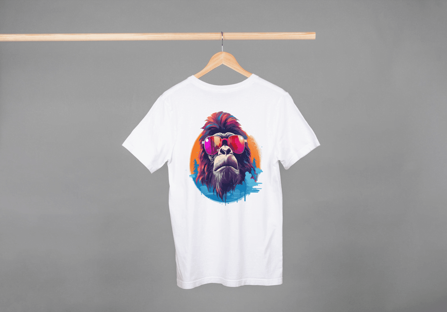 Cool Gorilla Sunglasses: Vibrant Animal Graphic Tee - Essentia Attire