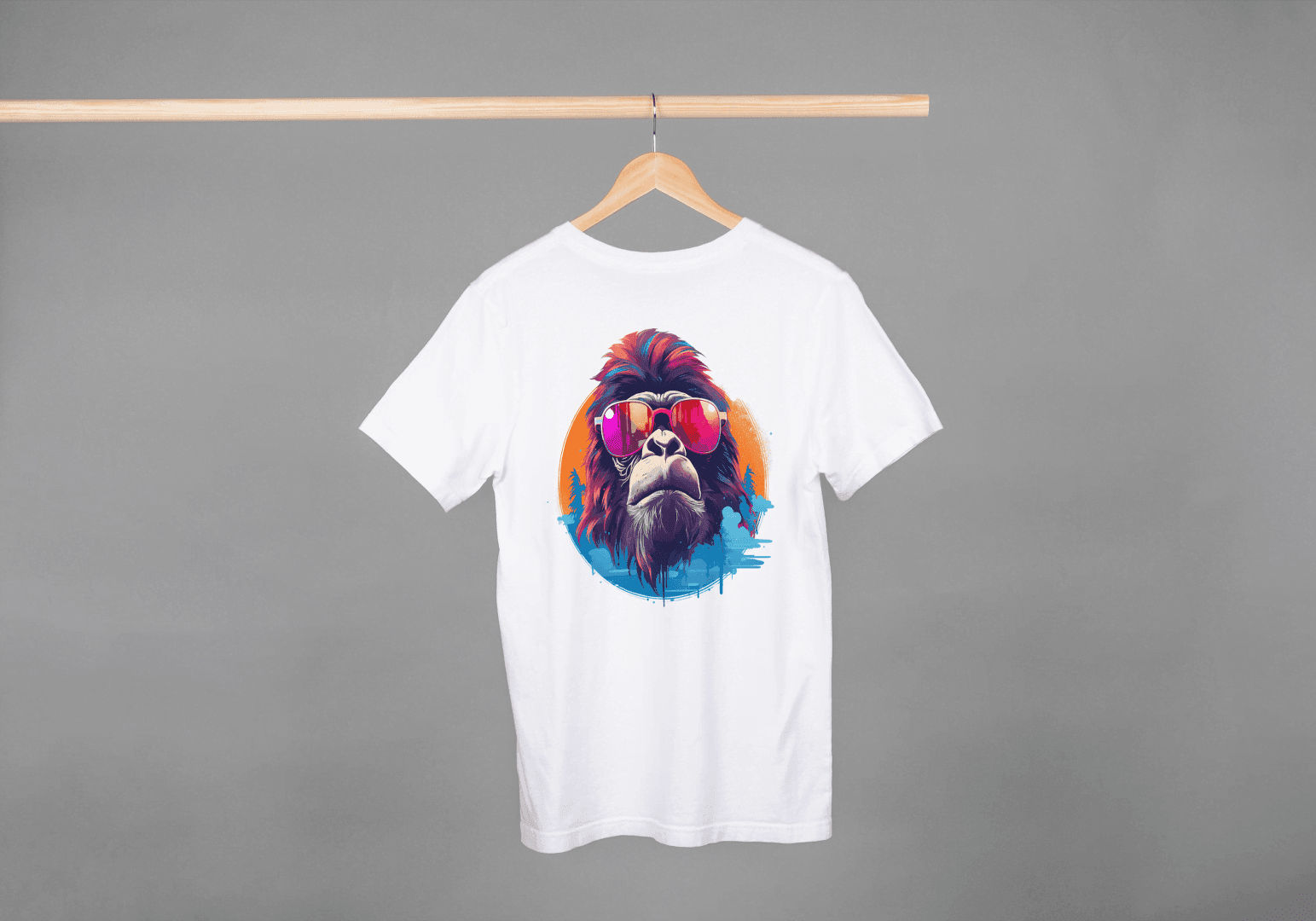 Cool Gorilla Sunglasses: Vibrant Animal Graphic Tee - Essentia Attire