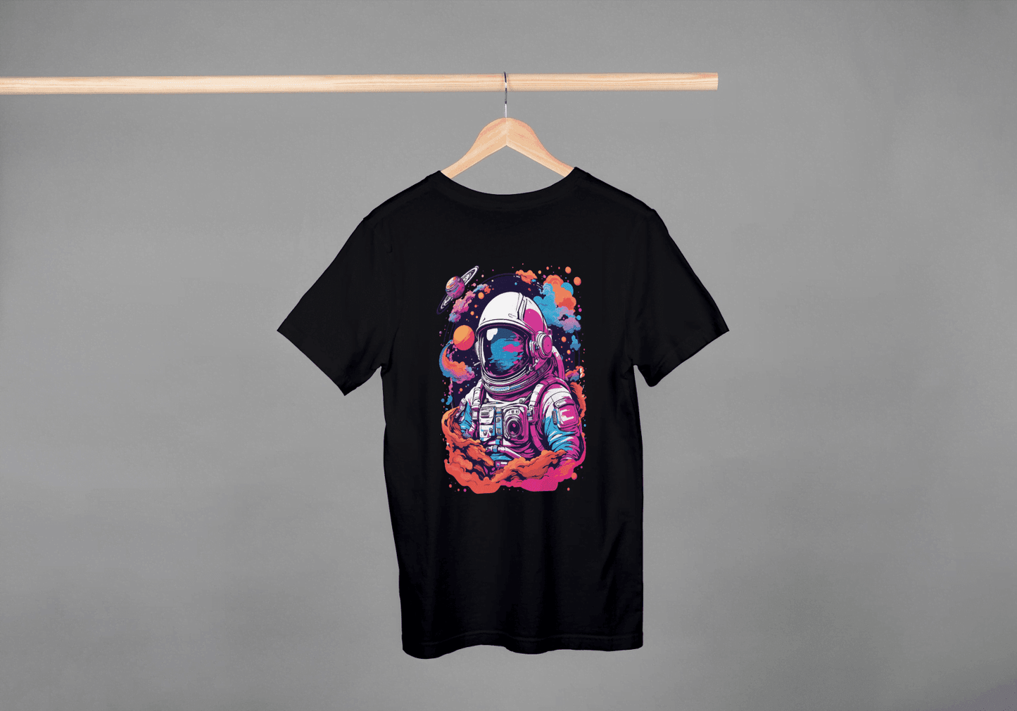 Vibrant Astronaut Space: Cosmic Dream Graphic Tee - Essentia Attire