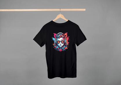 Vibrant Headphones Skull: Urban DJ Graphic Tee - Essentia Attire