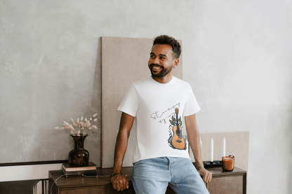 Acoustic Guitar & Leaves: Music Lover Tee - Essentia Attire