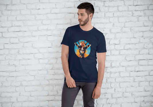 Cool Giraffe Sunglasses: Vibrant Animal Graphic Tee - Essentia Attire
