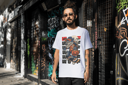 Funny Skateboard Werewolf: Halloween Wolf Graphic Tee - Essentia Attire