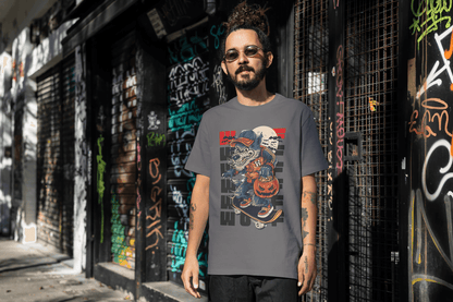 Funny Skateboard Werewolf: Halloween Wolf Graphic Tee - Essentia Attire