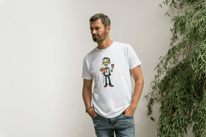 Cute Zombie with Flower: Funny Cartoon Tee - Essentia Attire