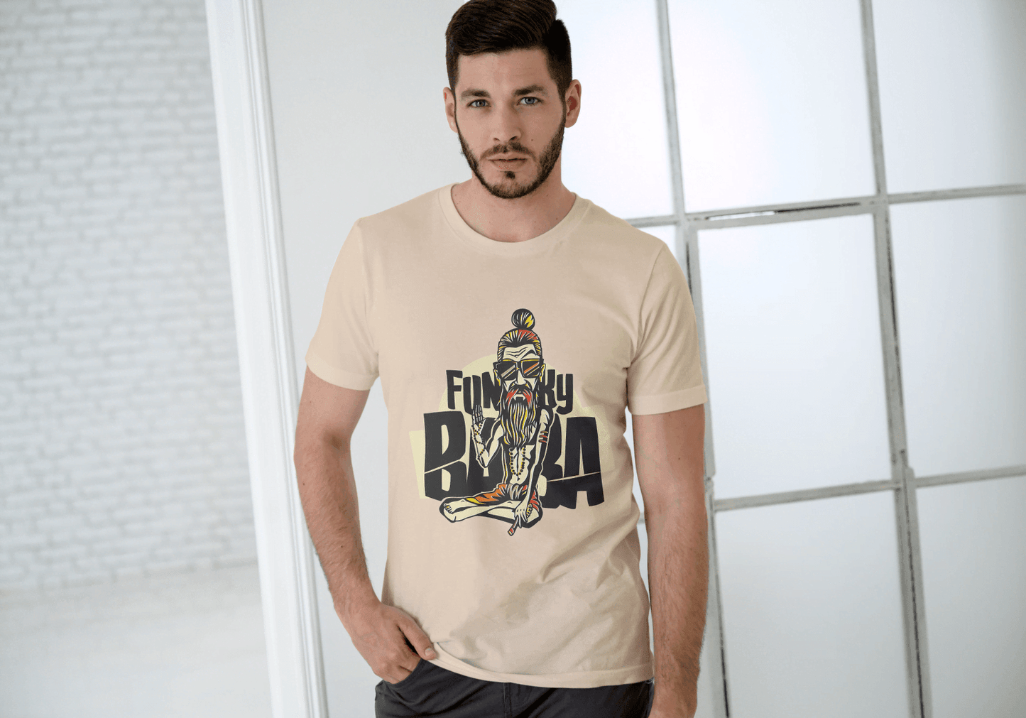 Funny Funky Baba: Cool Spiritual Guru Graphic Tee - Essentia Attire