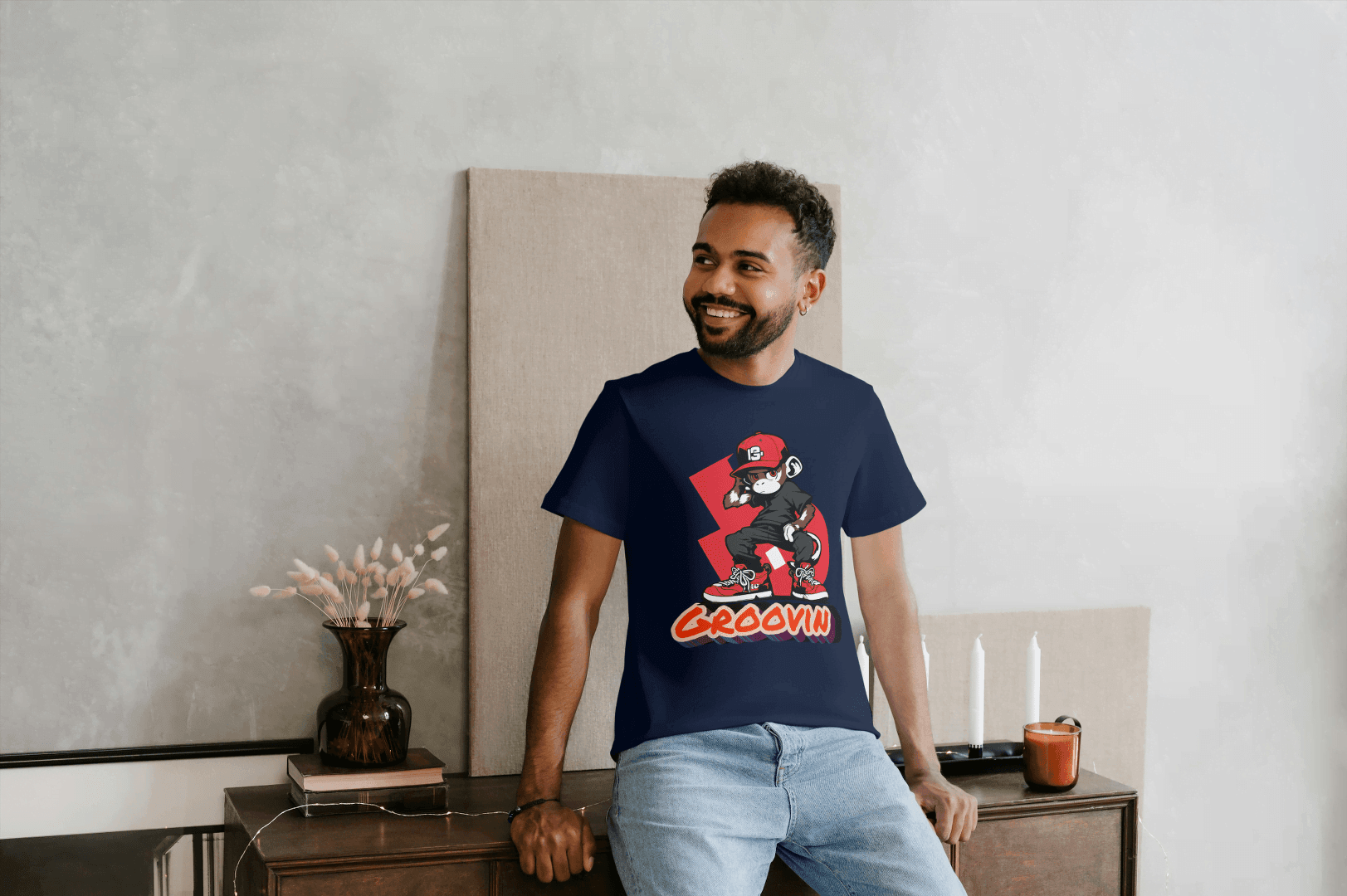 Groovin' Monkey Skateboard: Urban Skater Graphic Tee - Essentia Attire
