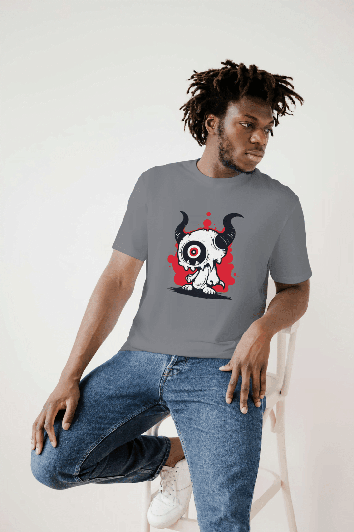 One-Eyed Horned Monster: Edgy Creature Graphic Tee - Essentia Attire
