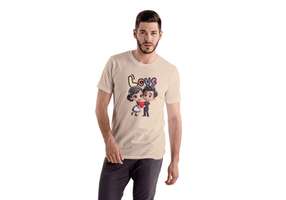 Cute Cartoon Couple Love: Unisex Romantic Graphic Tee - Essentia Attire
