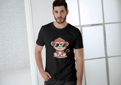 Cute Monkey Chilling: Cool Animal Graphic Tee - Essentia Attire