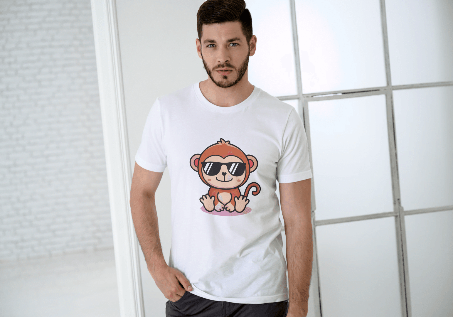 Cute Monkey Chilling: Cool Animal Graphic Tee - Essentia Attire