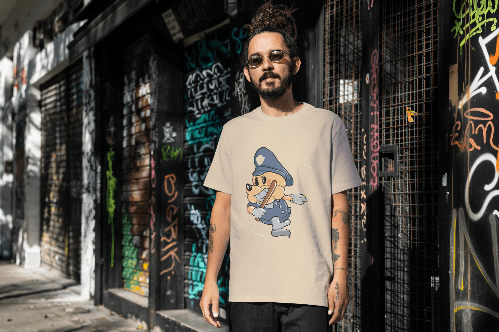 Classic Police Pup: Unique Old-School Cartoon - Essentia Attire