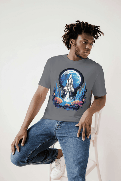 Space Shuttle Launch: Cosmic Nebula Graphic Tee - Essentia Attire