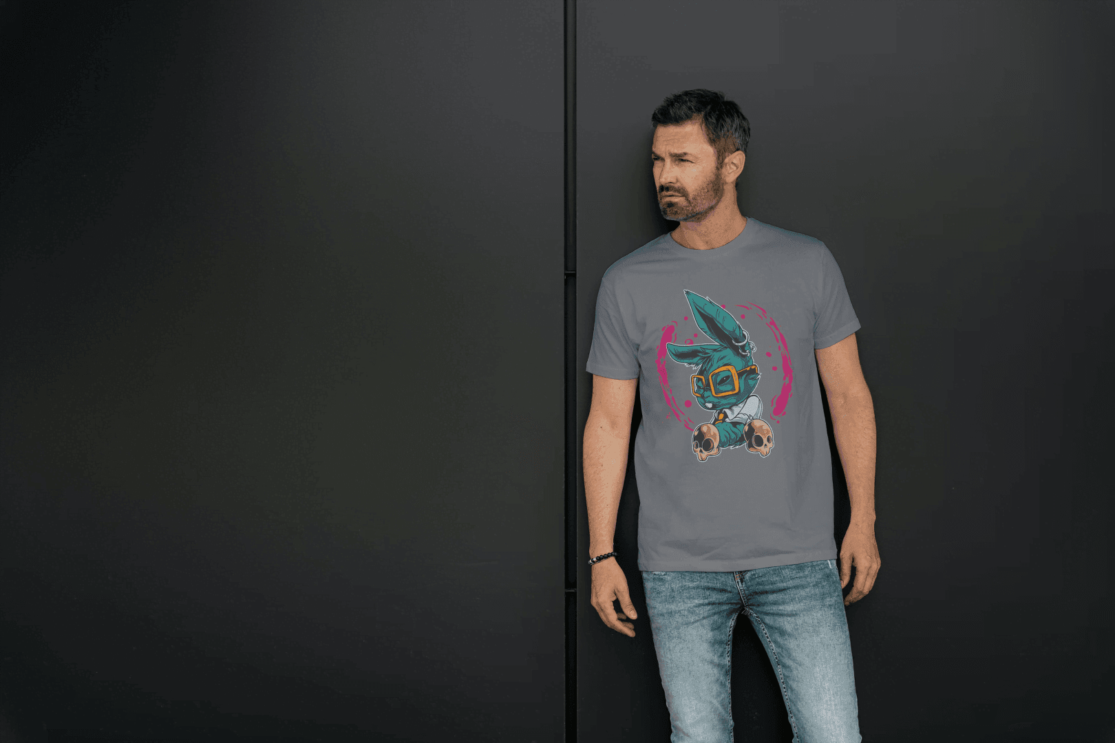 Punk Rock Rabbit: Artistic Animal Print Tee - Essentia Attire