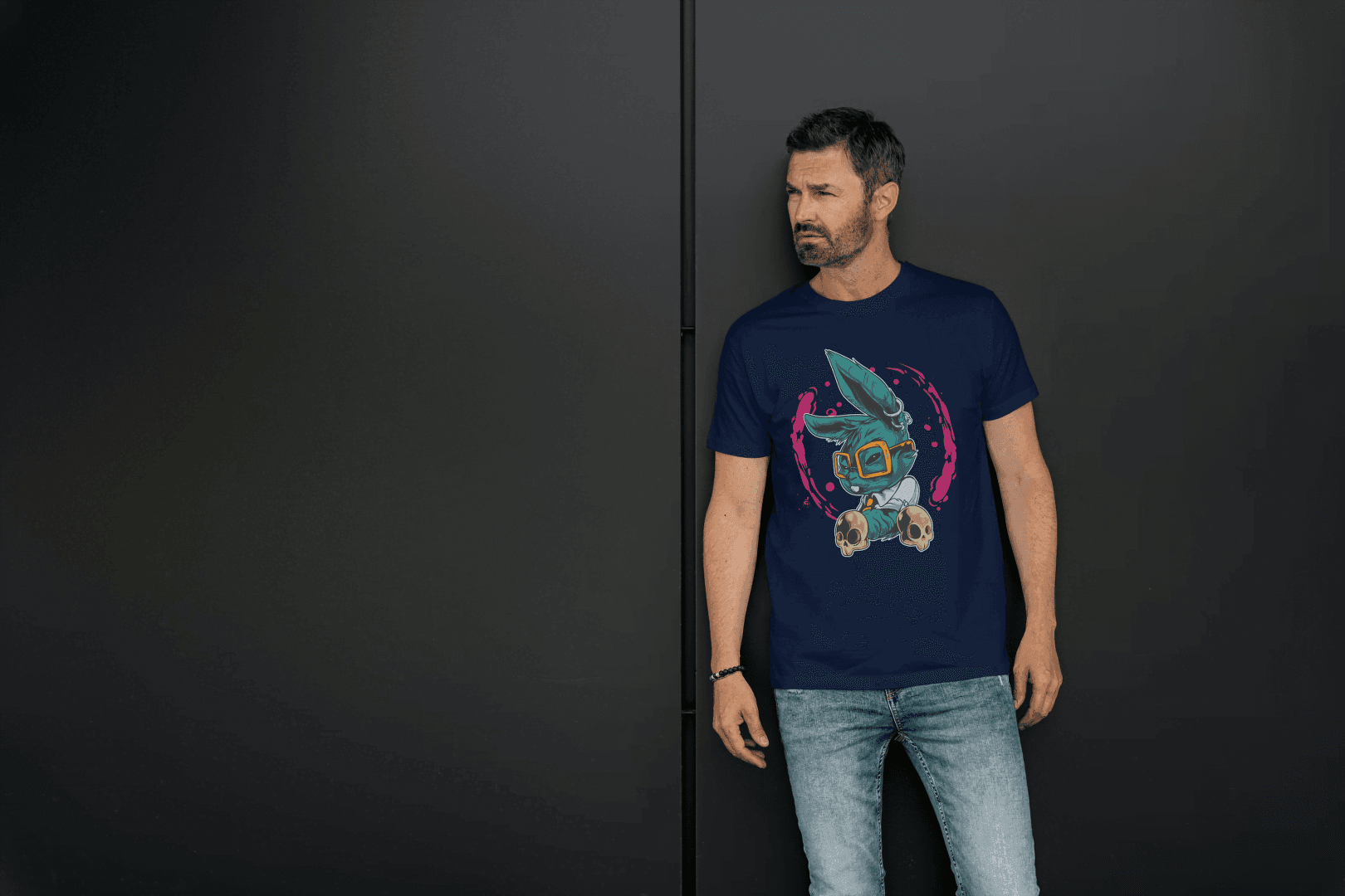 Punk Rock Rabbit: Artistic Animal Print Tee - Essentia Attire