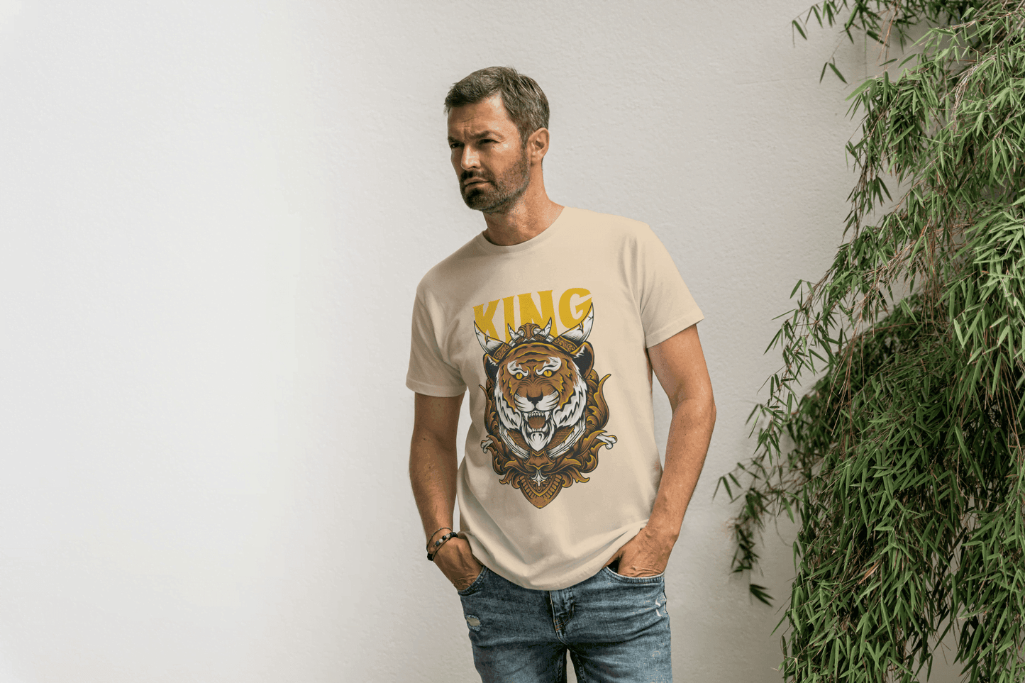 Powerful Tiger with Crown: Big Cat Lover - Essentia Attire