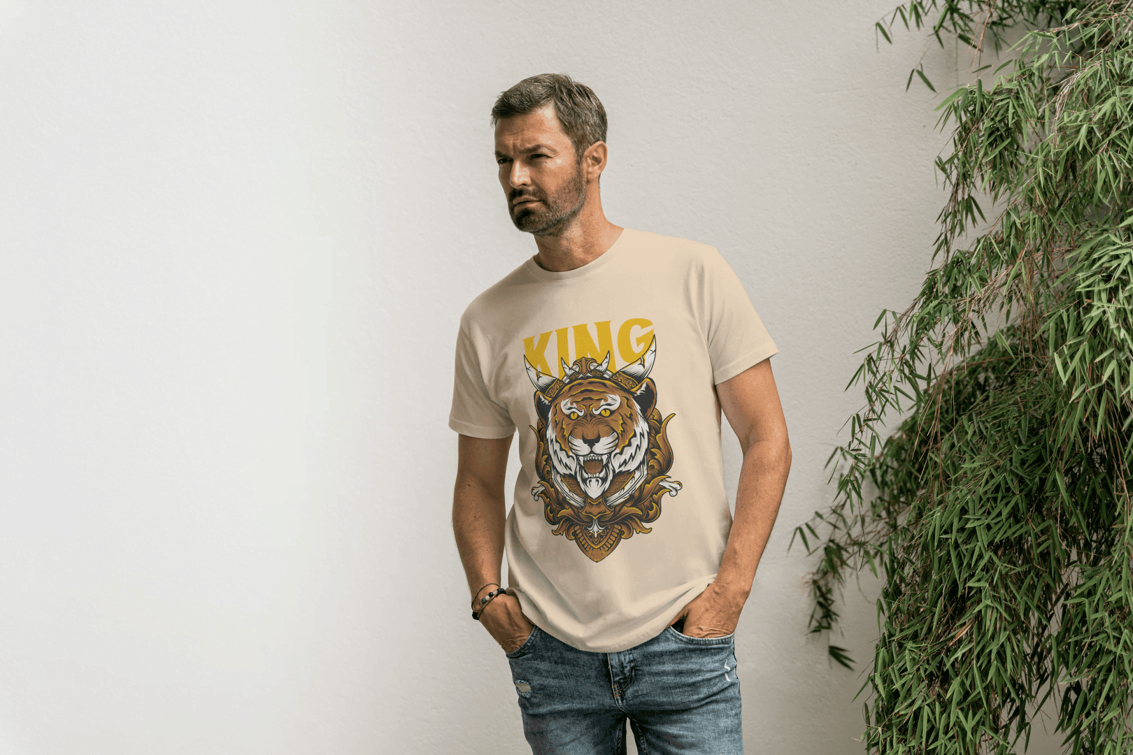 Powerful Tiger with Crown: Big Cat Lover - Essentia Attire