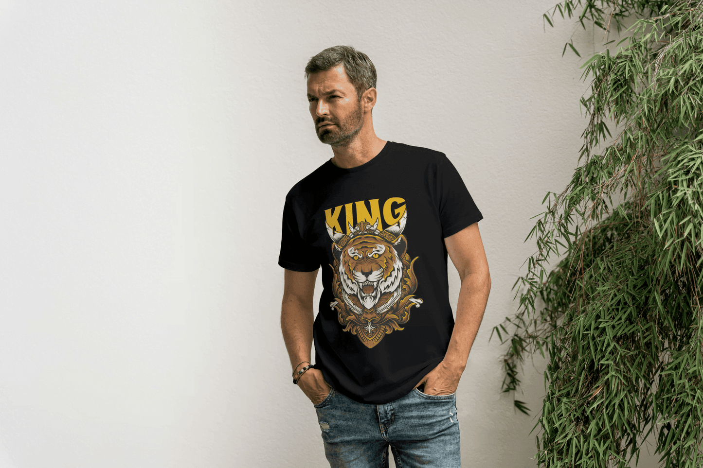 Powerful Tiger with Crown: Big Cat Lover - Essentia Attire