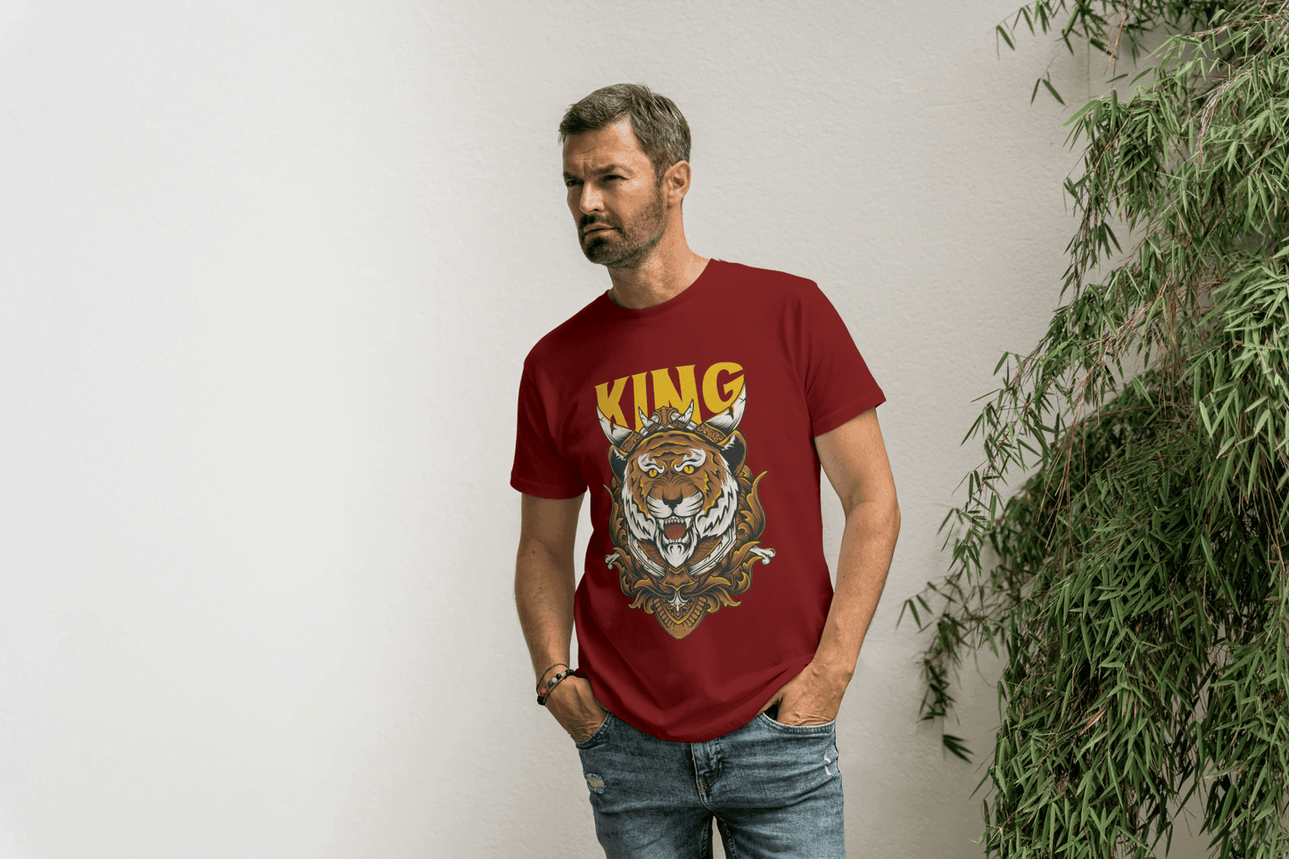 Powerful Tiger with Crown: Big Cat Lover - Essentia Attire