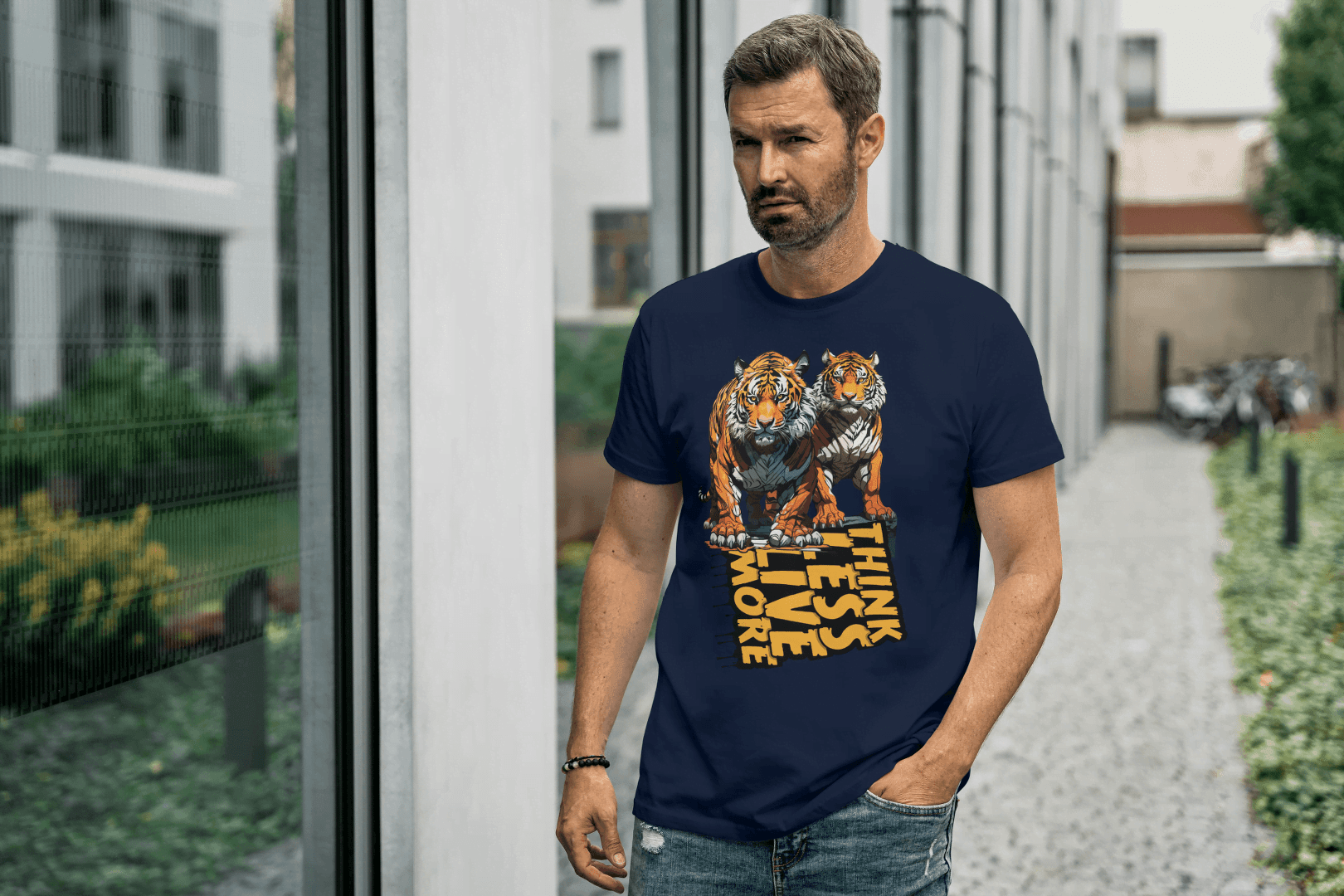 Think Less Live More: Tiger Inspirational Graphic Tee - Essentia Attire