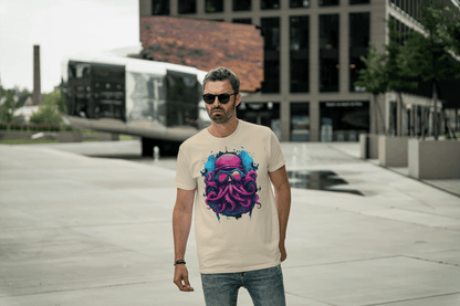 Futuristic Octopus: Neon Cyberpunk Sea Creature Tee - Essentia Attire
