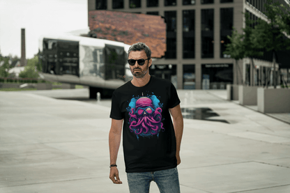 Futuristic Octopus: Neon Cyberpunk Sea Creature Tee - Essentia Attire