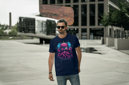 Futuristic Octopus: Neon Cyberpunk Sea Creature Tee - Essentia Attire