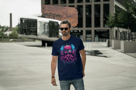 Futuristic Octopus: Neon Cyberpunk Sea Creature Tee - Essentia Attire