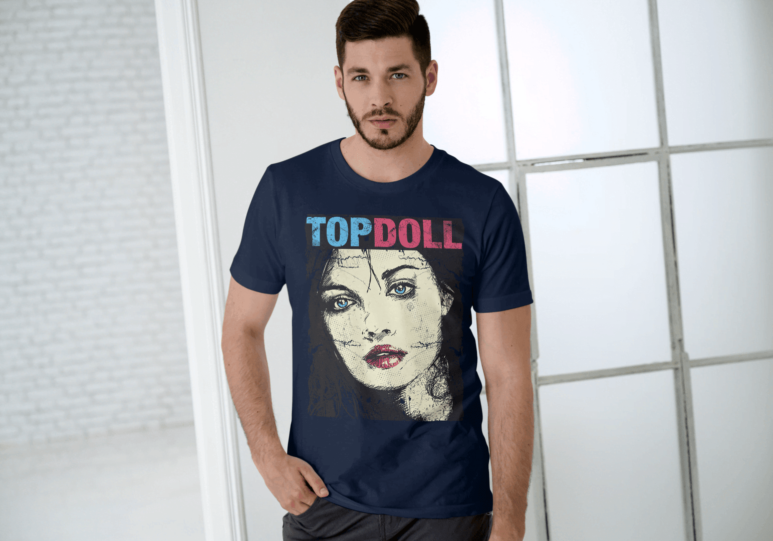 Distressed Style Face Tee: Unique Artistic Graphic - Essentia Attire
