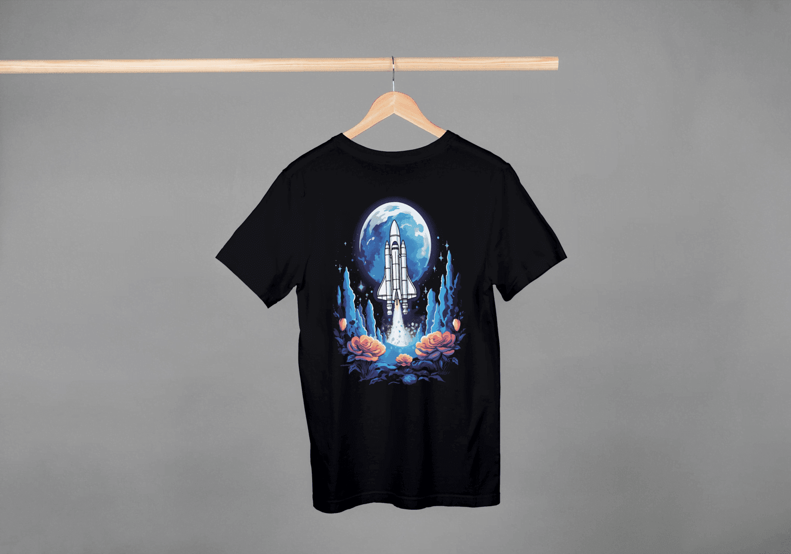 Space Shuttle Launch: Cosmic Nebula Graphic Tee - Essentia Attire