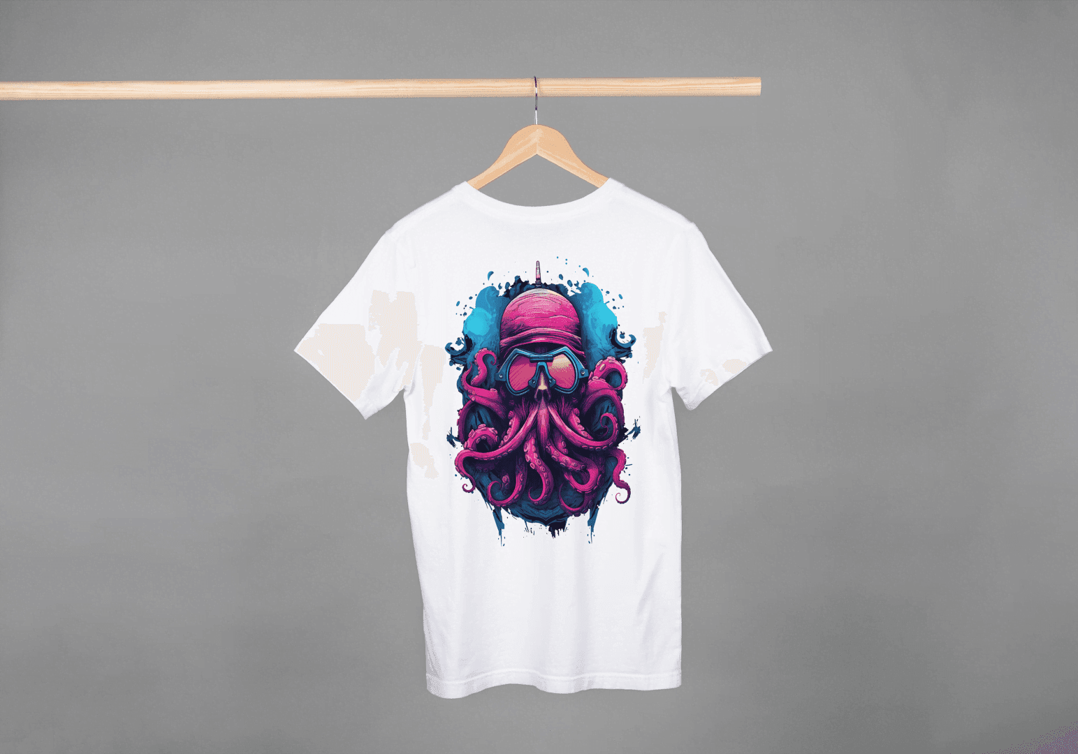 Futuristic Octopus: Neon Cyberpunk Sea Creature Tee - Essentia Attire