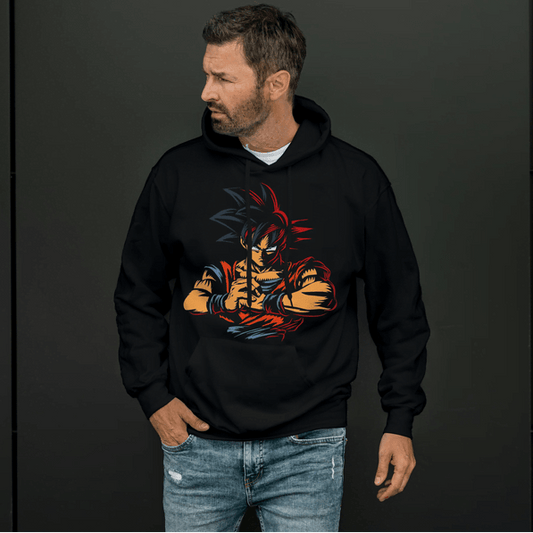 DBZ Goku Super Saiyan 4 DropShoulder Hoodie | Primal Saiyan Form Anime
