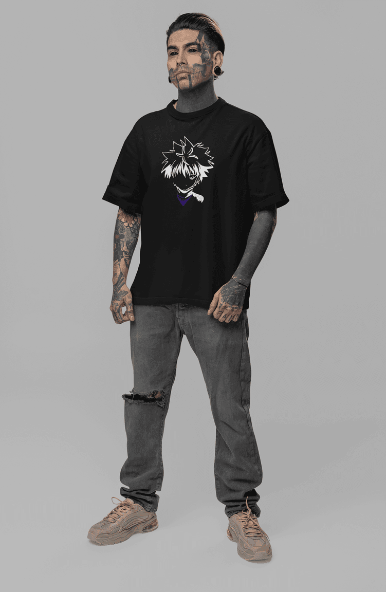Hunter x Hunter Killua Zoldyck Minimalist Oversized T-Shirt - Essentia Attire