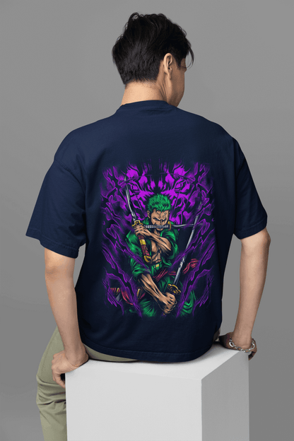 Pirate Hunter: Roronoa Zoro Demonic Aura Oversized Tee - Essentia Attire