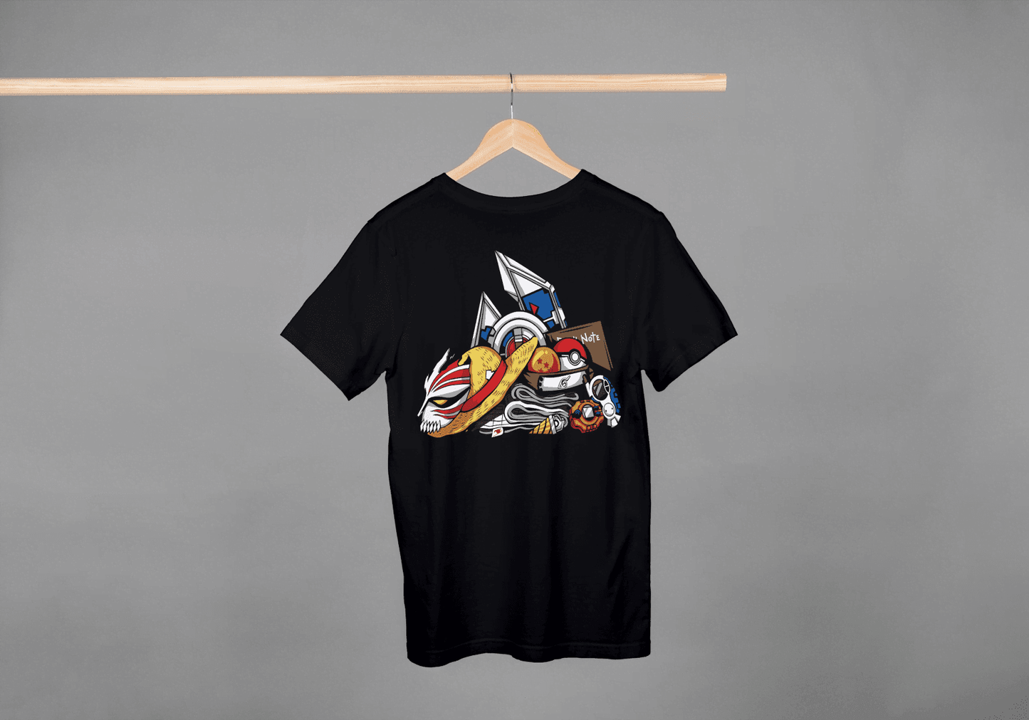 Anime Fan Mashup: Iconic Series Items Tee - Essentia Attire