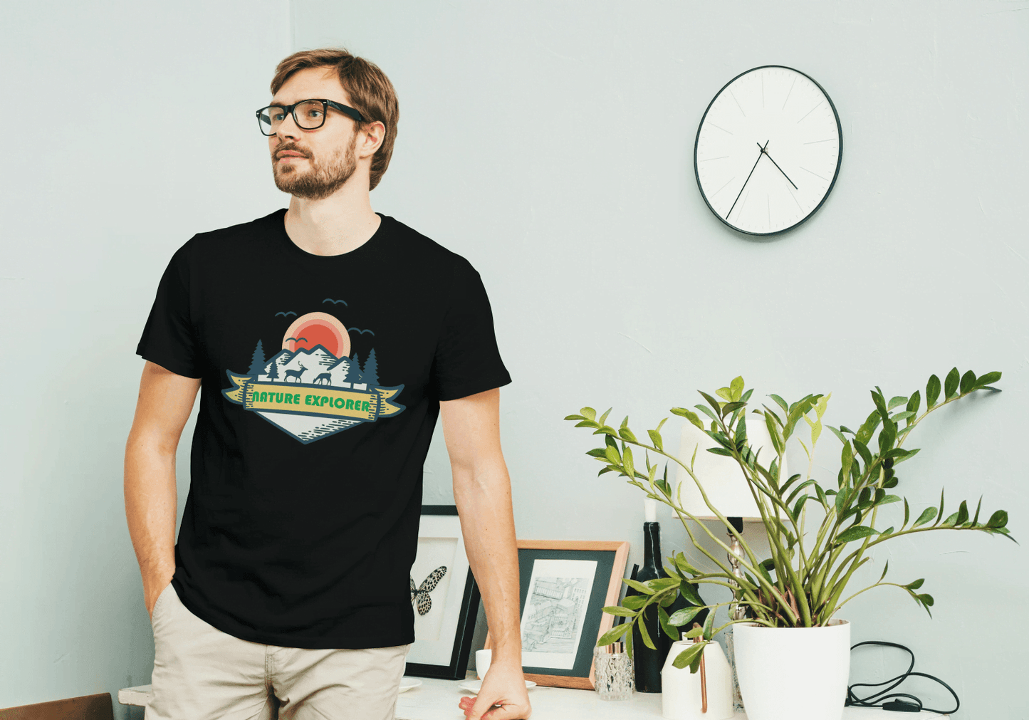 Nature Explorer Shield: Scenic Wildlife Adventure Tee - Essentia Attire