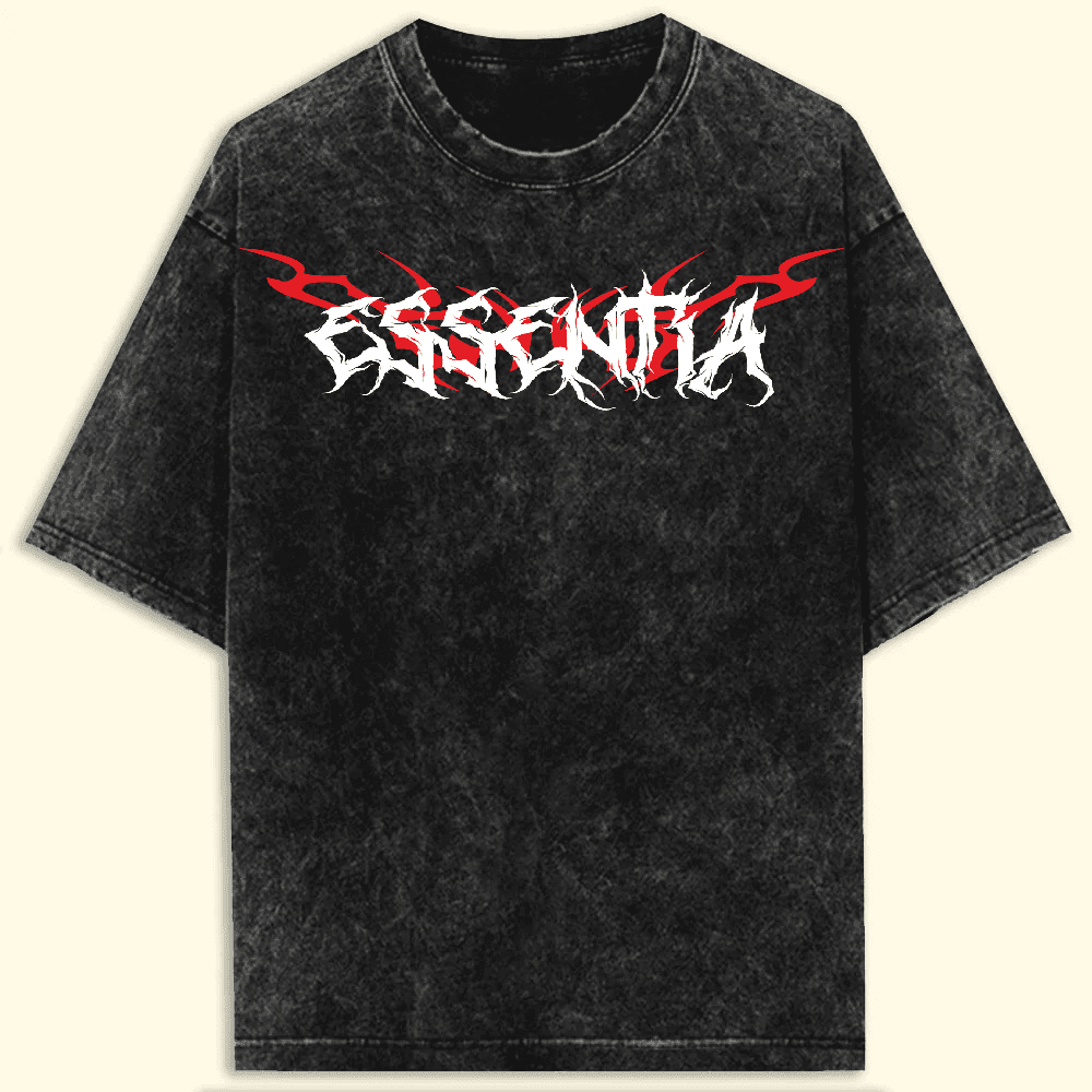 ESSENTIA Acidwash Unisex Oversized | Heavy Metal | Gothic Graphic Tee - Essentia Attire