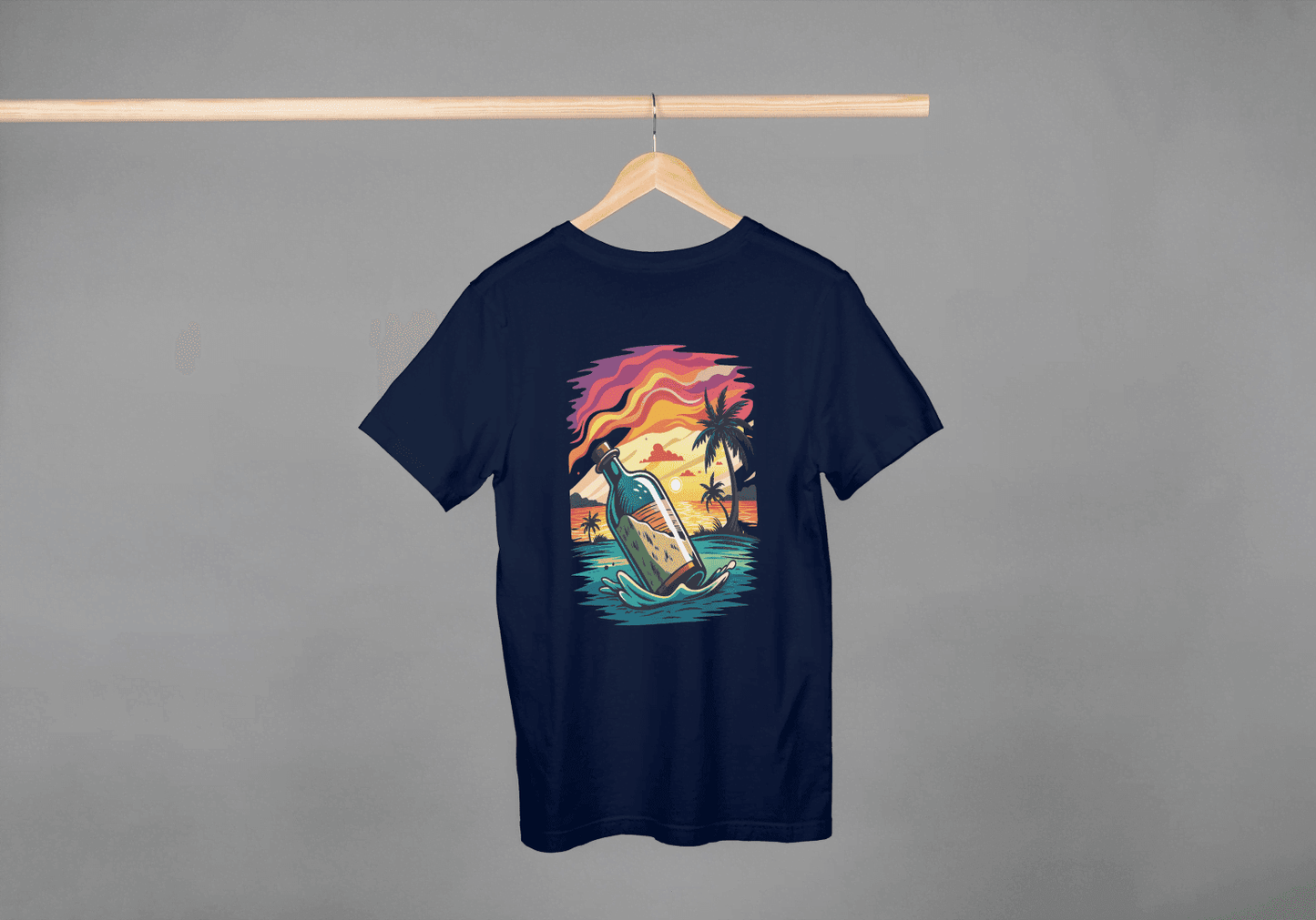 Message in a Bottle Sunset: Tropical Beach Vibes Tee - Essentia Attire