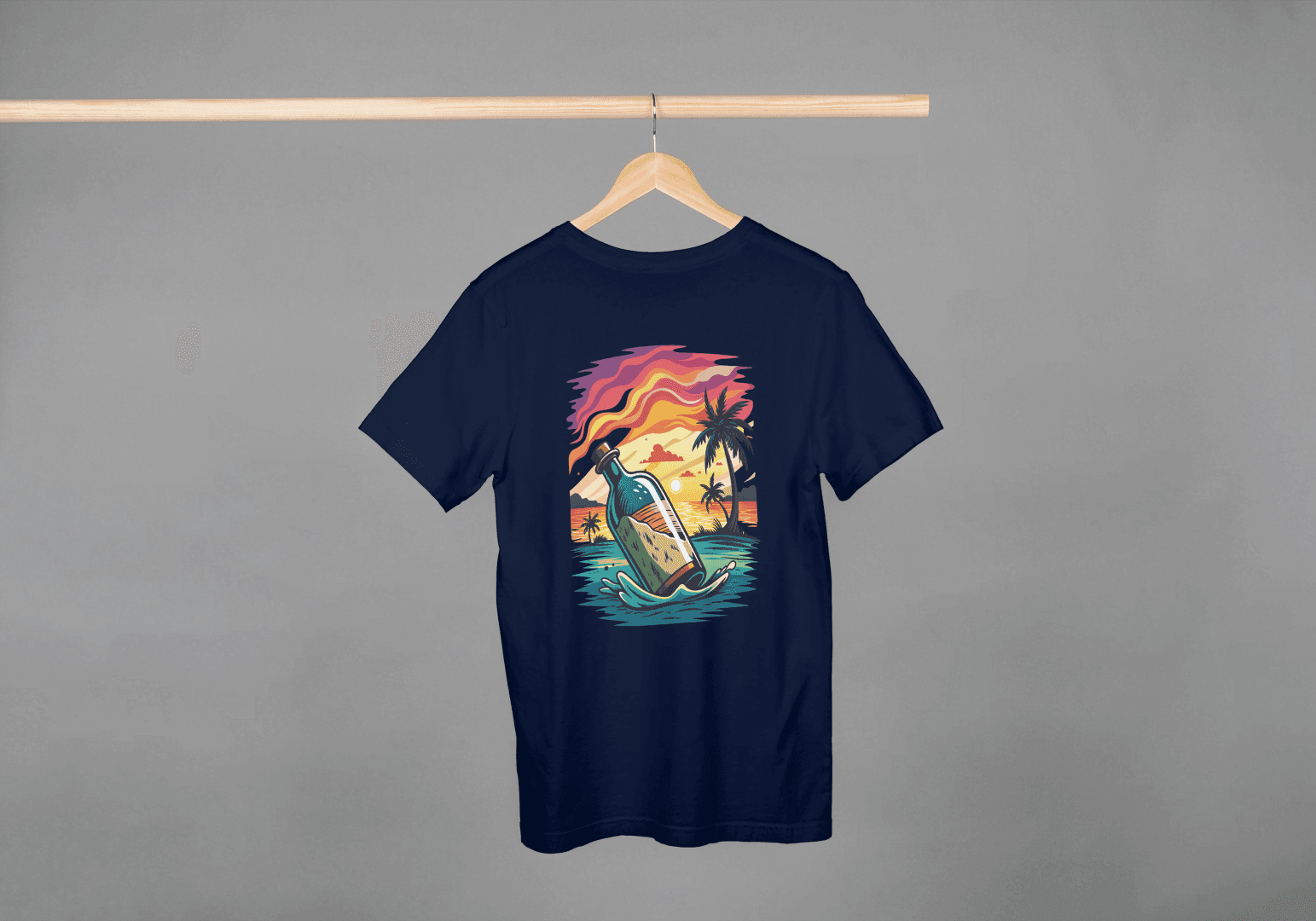 Message in a Bottle Sunset: Tropical Beach Vibes Tee - Essentia Attire