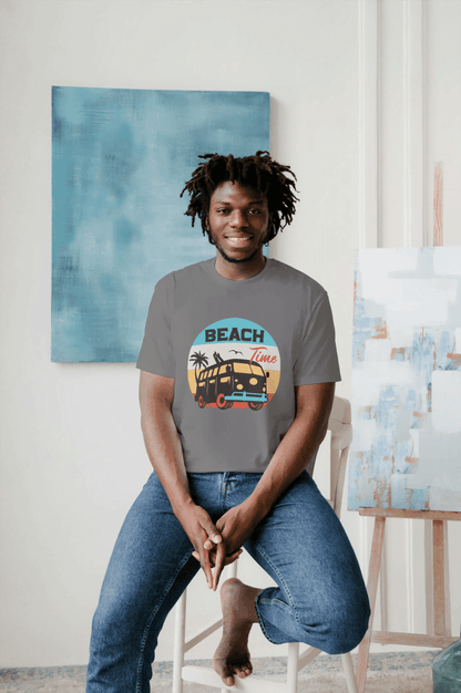 Beach Time Vintage Camper Van: Summer Surf & Sand Tee - Essentia Attire
