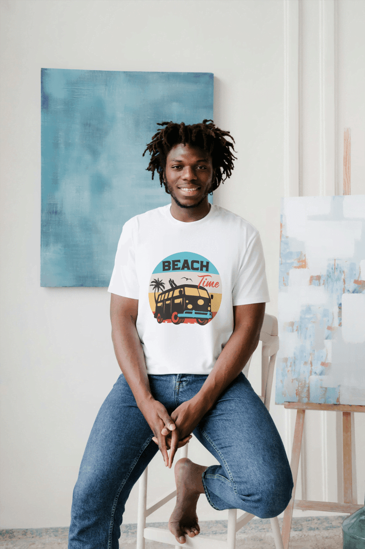 Beach Time Vintage Camper Van: Summer Surf & Sand Tee - Essentia Attire