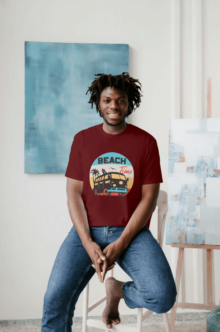 Beach Time Vintage Camper Van: Summer Surf & Sand Tee - Essentia Attire