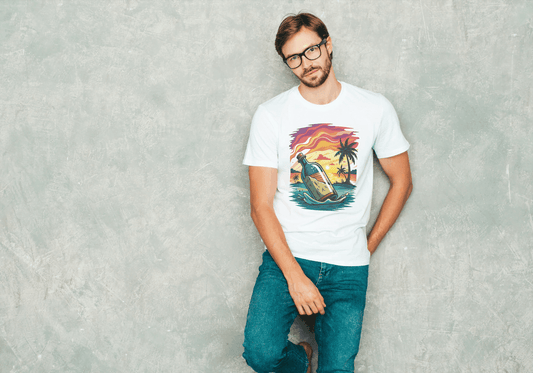 Message in a Bottle Sunset: Tropical Beach Vibes Tee - Essentia Attire