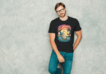Message in a Bottle Sunset: Tropical Beach Vibes Tee - Essentia Attire