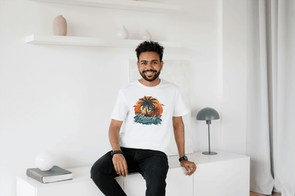 Beach Sunset Palm Tree: Tropical Summer Vibes Tee - Essentia Attire