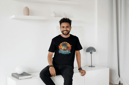 Beach Sunset Palm Tree: Tropical Summer Vibes Tee - Essentia Attire