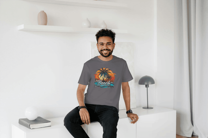Beach Sunset Palm Tree: Tropical Summer Vibes Tee - Essentia Attire